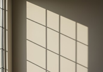 Geometric Windowpane Shadows Gracing a Modern Wall