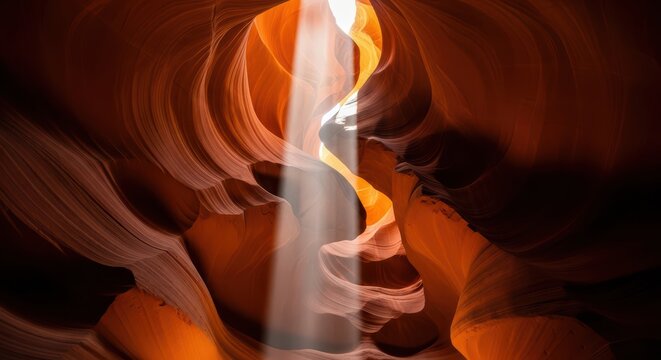 Stunning sunlight beams through antelope canyon's vivid curved sandstone formations - Powered by Adobe