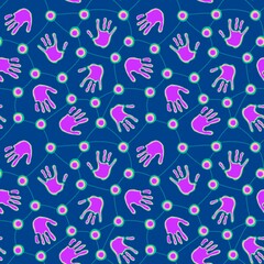 Handprint seamless team work pattern for school and kids and wrapping paper and notebooks and clothes print