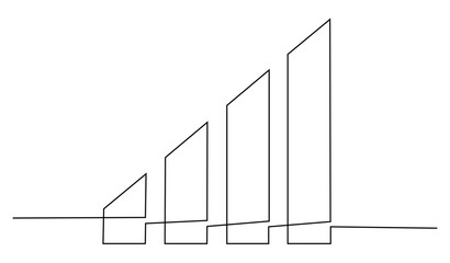 Continuous one line vector drawing of graph icon.Line art business chart icon. eps 10