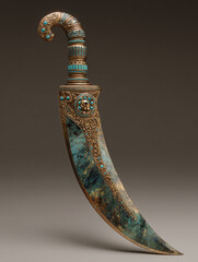 Ornate Ceremonial Dagger with Turquoise Inlays
