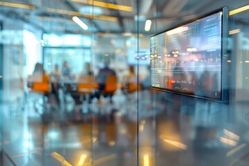 Business meeting with team discussing strategies in modern office