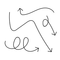 Various hand drawn black arrows and lines pointing diverse paths