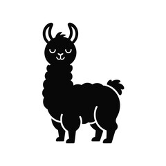 Obraz premium Cute llama silhouette standing proudly silhouette
