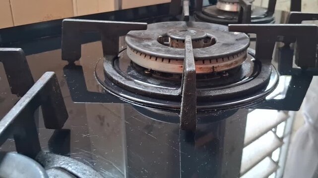 Details of a kitchen gas stove