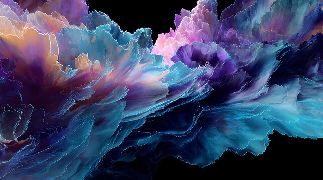 Abstract colorful lines swirl pattern, heart fractal texture with rainbow light and valentine love backdrop