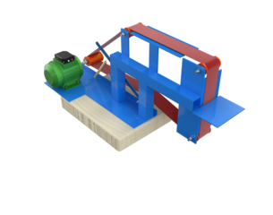 Professional Industrial Belt Grinder and Edges Sharpener Tool: Detailed 3D Model of Powerful Abrasive Machinery Equipment for Precision Metal Working and Surface Preparation on PNG Background.