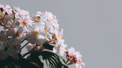 Elegant blooming viburnum, capturing soft petals against diffused light