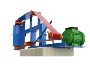 Professional Industrial Belt Grinder and Edges Sharpener Tool: Detailed 3D Model of Powerful Abrasive Machinery Equipment for Precision Metal Working and Surface Preparation on PNG Background.