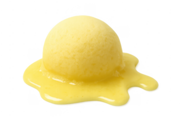 Melting lemon ice cream scoop transparent background