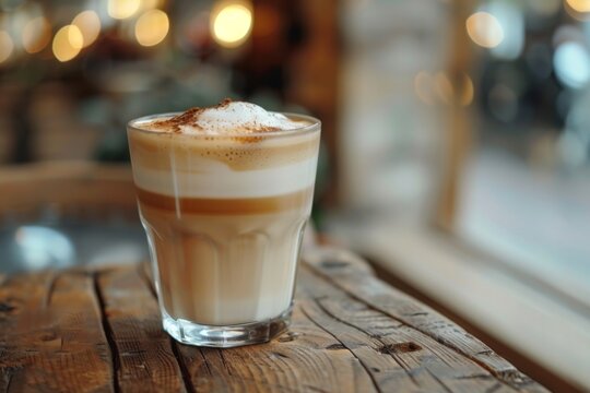 Close-up of a delicious latte in a cozy caf? setting