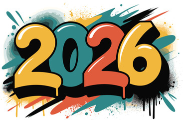 2026 Graffiti Art Vector Illustration, Colorful Urban Dripping Paint Numbers, Street Style Typography, Splash Design Banner, Editable Print