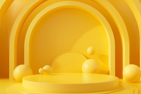 Bright yellow abstract background with geometric shapes