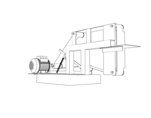 Blueprint Style Belt Sander Grinder Machine Line Art: Detailed Monochrome Engineering Schematic Vector Diagram for Industrial Metal Woodworking Power Tool Depiction, Technical Workshop Equipment CAD