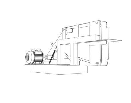 Blueprint Style Belt Sander Grinder Machine Line Art: Detailed Monochrome Engineering Schematic Vector Diagram for Industrial Metal Woodworking Power Tool Depiction, Technical Workshop Equipment CAD
