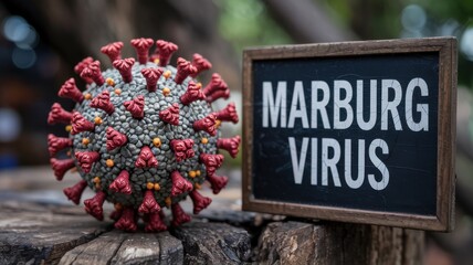 The Marburg virus. The virus causes a rare but often fatal disease. In the photo, there is a virus and the inscription "Marburg Virus" next to it.