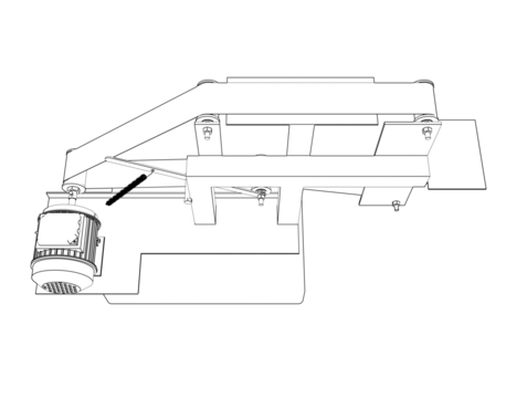 Blueprint Style Belt Sander Grinder Machine Line Art: Detailed Monochrome Engineering Schematic Vector Diagram for Industrial Metal Woodworking Power Tool Depiction, Technical Workshop Equipment CAD