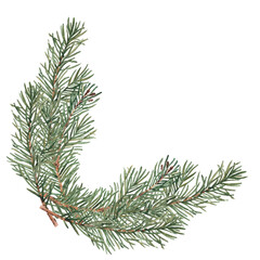 Christmas watercolor corner composition with fir, pine branches. Hand drawn watercolor illustration of winter plant. Perfect for Christmas and New Year design, winter decoration, invitations, cards