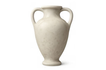Ancient greek amphora vase with two handles, ceramic pottery decor, history and antiquity object on transparent background