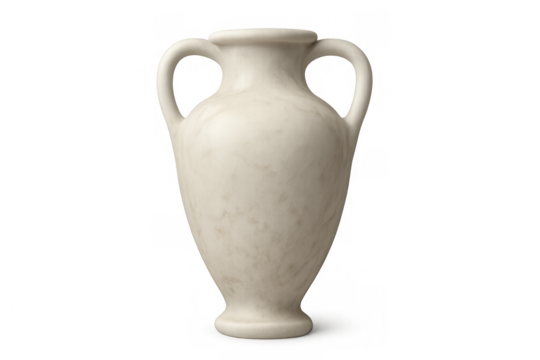 Ancient greek amphora vase with two handles, ceramic pottery decor, history and antiquity object on transparent background