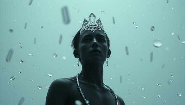 Mystical Underwater Crowned Woman
