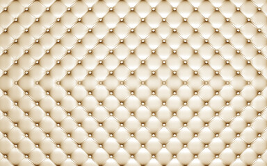 Obraz premium Elegant tufted cream upholstery with gold studs, luxurious textured background.