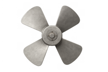Old metal fan propeller blade displaying vintage industrial machinery ventilation part for cooling system on transparent background