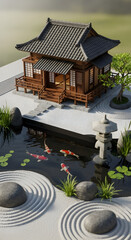 japanese garden in the morning