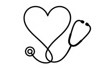 Stethoscope forming a heart shape, symbolizing medical care, health, cardiology, and love for medicine, transparent background