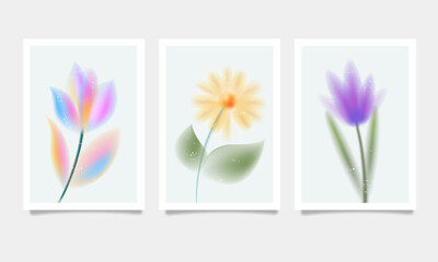 Ethereal Blurred Floral Art: Abstract Pastel Flower Wall Decor Set