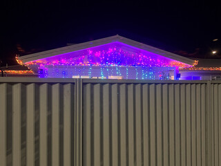 Christmas decoration lights on home roof