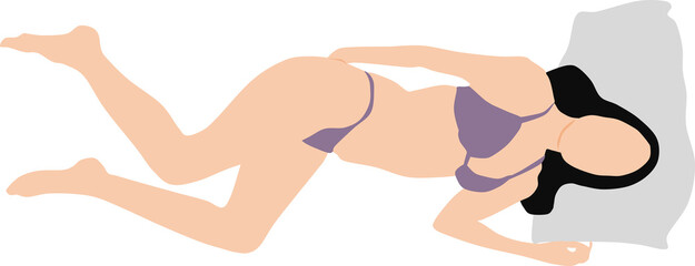 Fototapeta premium 昼寝をする女性のイラスト