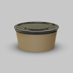 3D Rendered Paper Bowl on Clean White Background for Product Mockup, Packaging Design, and Branding Presentation