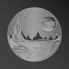 Fantasy alien planet landscape view