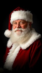 Naklejka premium Classic Santa Claus Portrait Dark Background