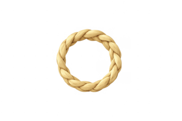 Braided fiber rope circle ring loop on transparent background