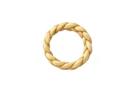 Braided fiber rope circle ring loop on transparent background