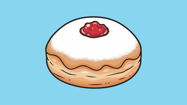 Cute vector sufganiyot donut with jelly center vector illustration art  2