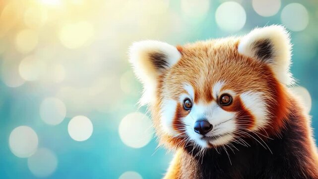 Red panda in sunlight with bokeh background