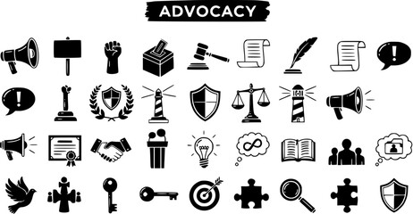 Advocacy Icons: A Collection of Black and White Symbols for Rights, Justice, and Social Change