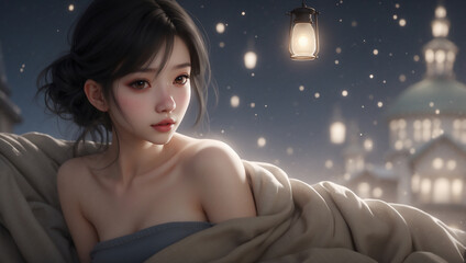 美しい一人の女の肖像　AI生成素材