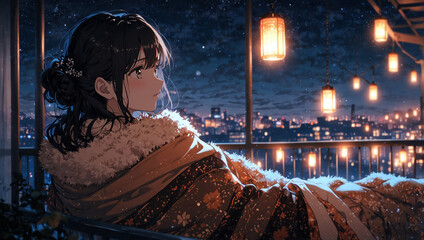 美しい一人の女の肖像　AI生成素材