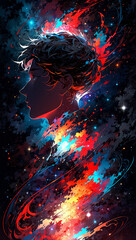 人と宇宙　AI生成素材