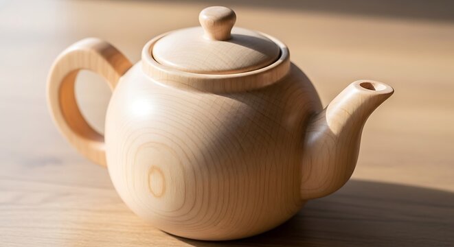 Elegant wooden teapot handcrafted with smooth finish and minimalist charm