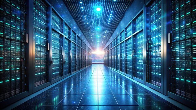 Highspeed computing at its core intricate binary code arranged in a precise pattern on server racks