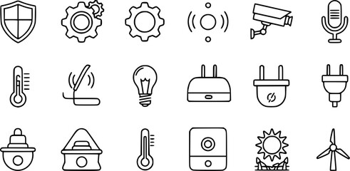 Healthy lifestyle icon set. Fitness and nutrition vetor icons pack. Includes smbols for exercise, workou, diet, yoga, running, frut, protein, sleep and more Editable stroke