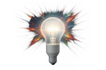 Light bulb shining brightly, representing innovation, creativity, power, and a new idea exploding with inspiration