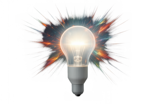 Light bulb shining brightly, representing innovation, creativity, power, and a new idea exploding with inspiration