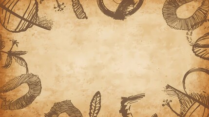 Minimal Sepia Doodle Circles on Beige Paper -Abstract 2025