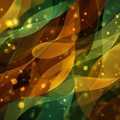 Vibrant abstract waves in green, gold, and orange creating a dynamic visual experience.